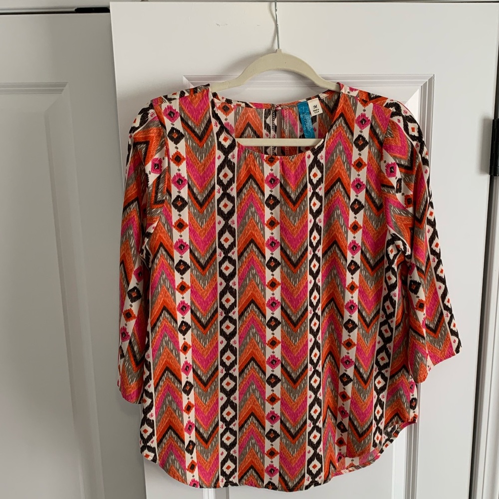 Pink/orange/brown/white blouse